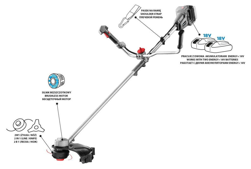 Brushless Cordless Scythe  350 mm Graphite ENERGY+ 36V without battery