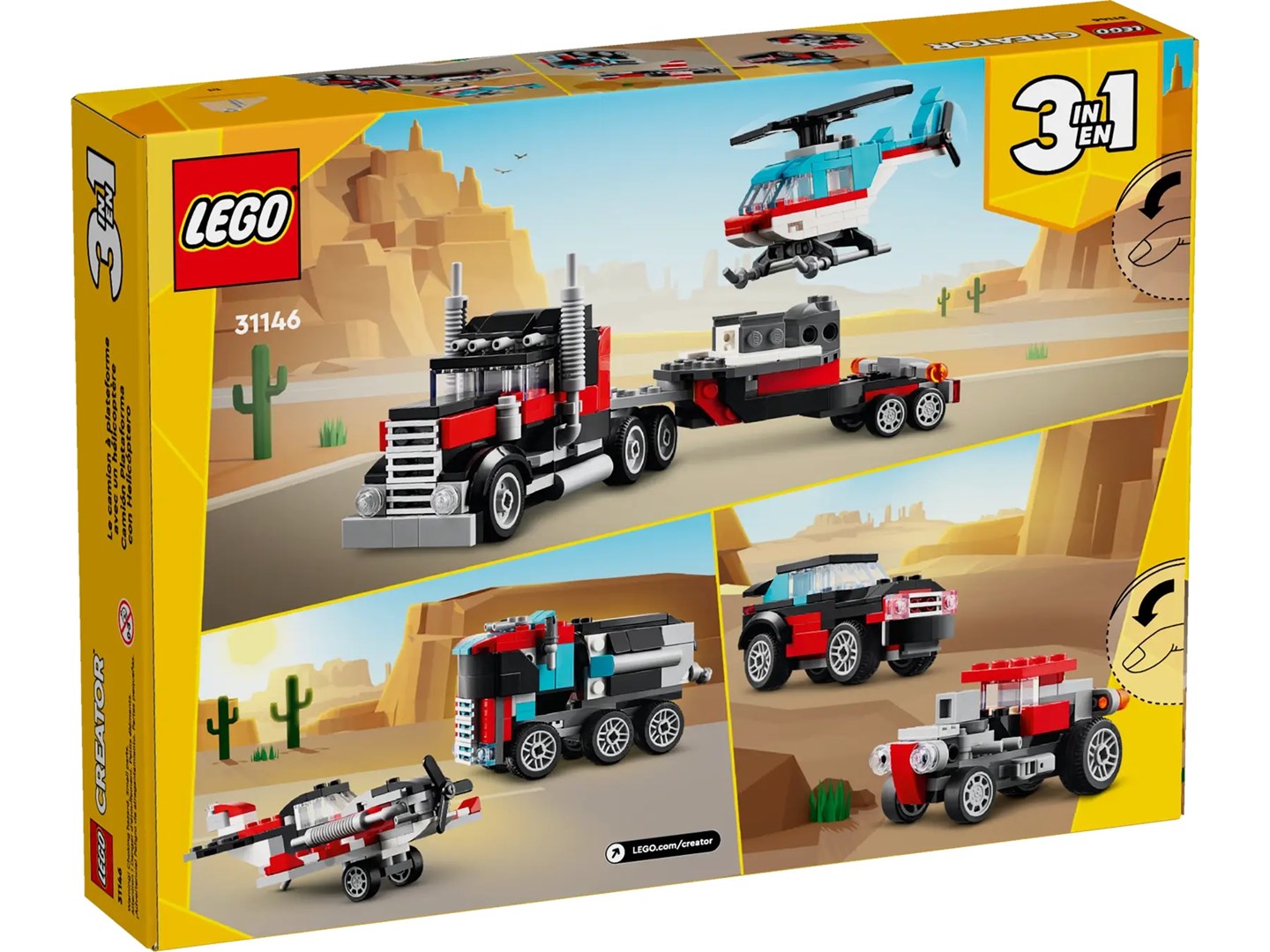 LEGO Creator 3-in-1 Low Loader with Helicopter (31146)