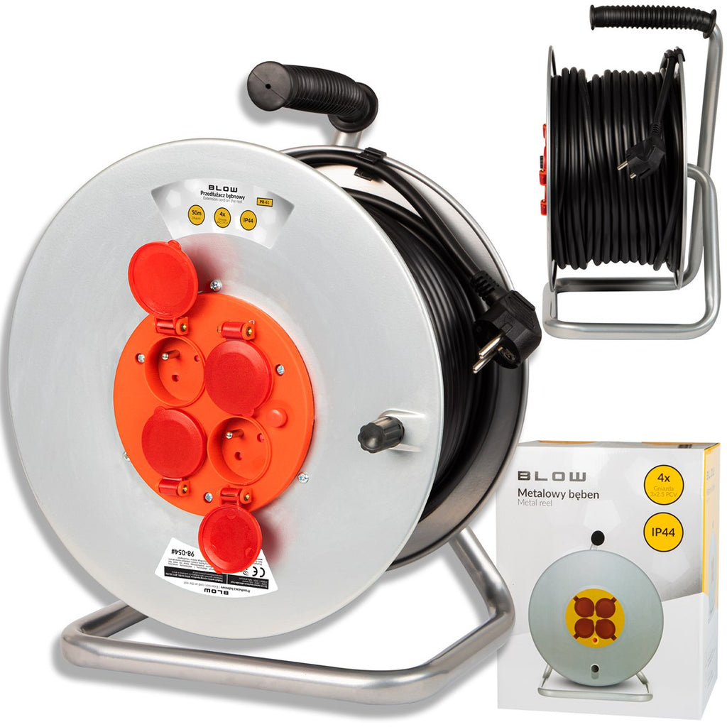 BLOW PR-61 4-SOCKET EXTENSION CORD 50 m METAL DRUM 3x2.5 mm 98-754#