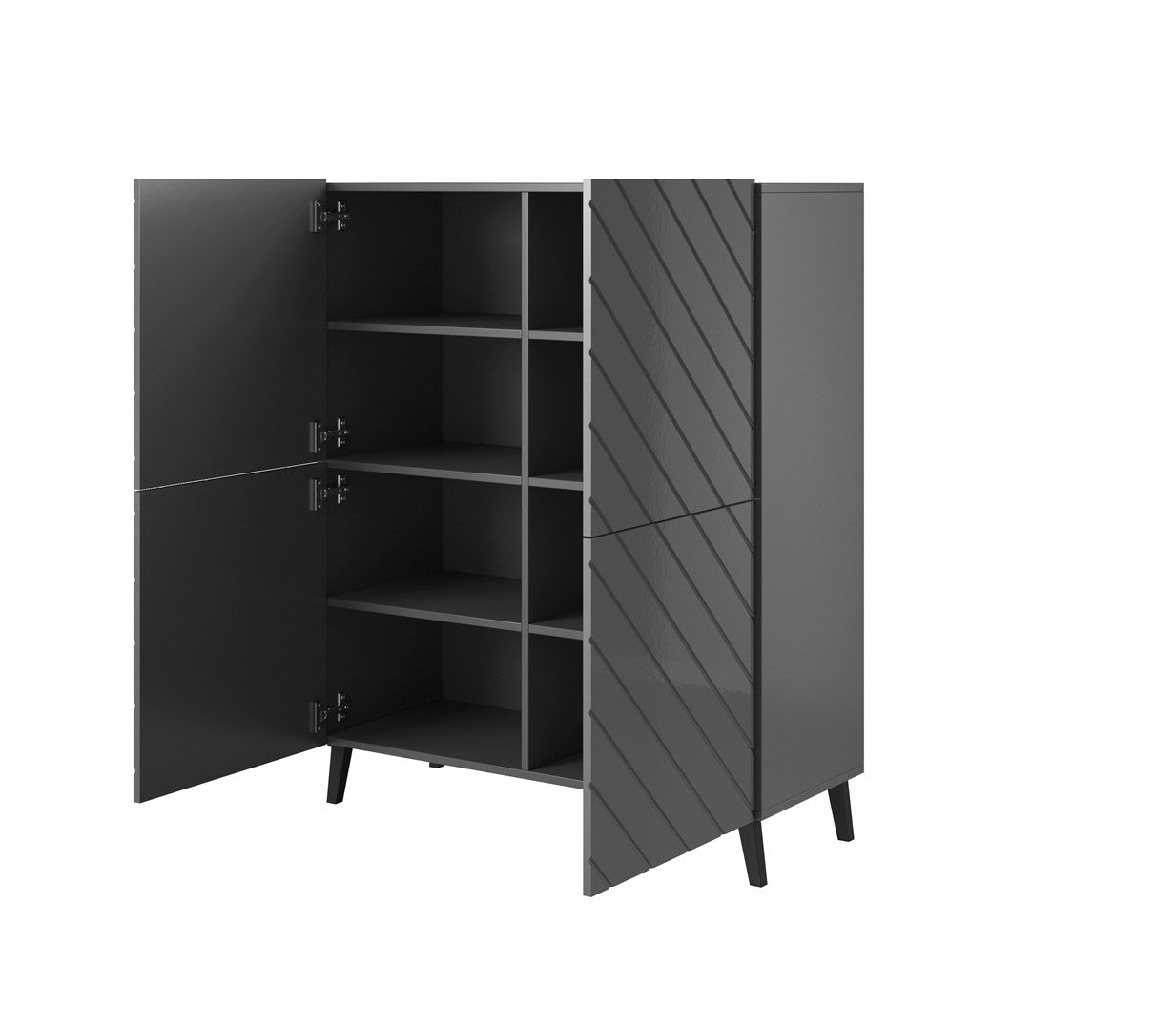 ABETO Shelving Unit 100.5 x 40 x 121.5 cm Graphite/Glossy Graphite