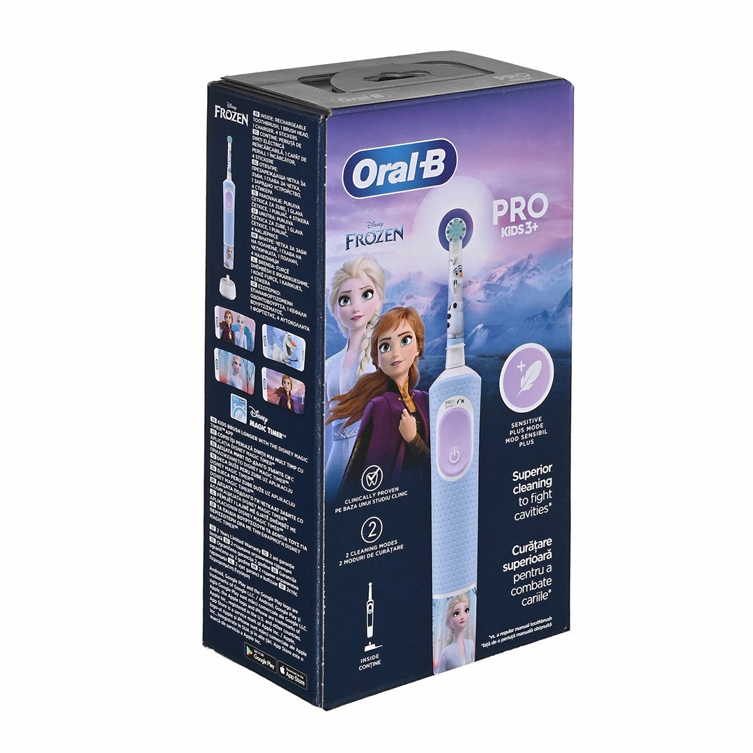 Braun Oral-B D103 Vitality Pro Kids Frozen Toothbrush - Rotating-Oscillating, 2 Modes