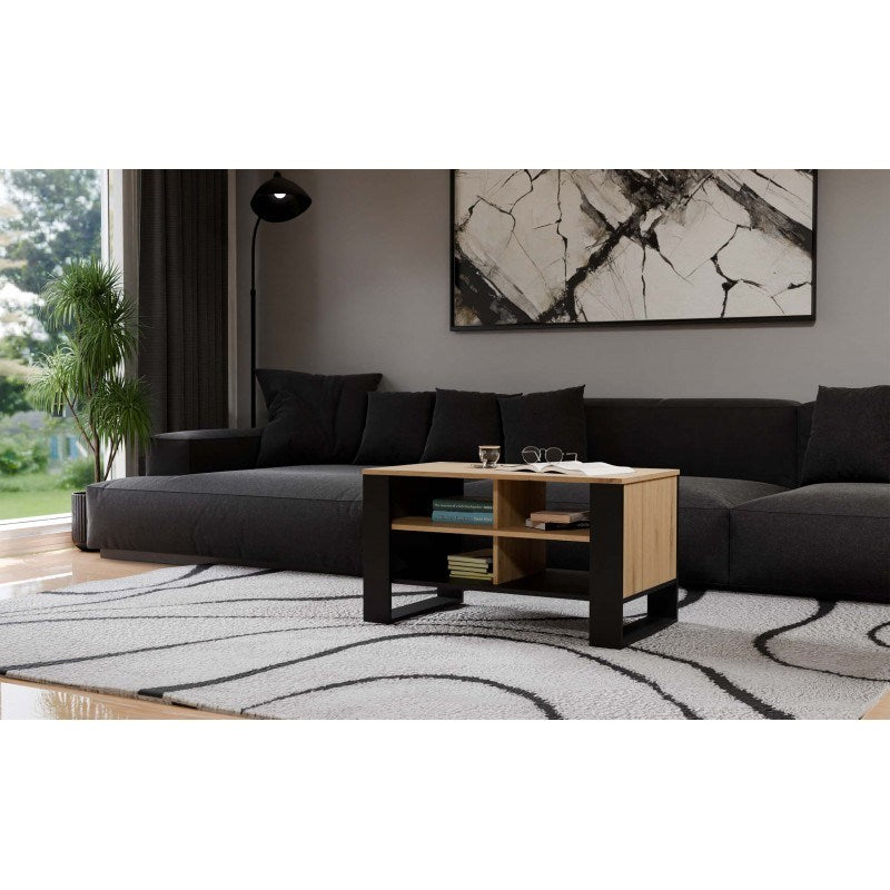 MODERN 4P Coffee Table Artisan Oak/Black with Black Legs - Model: MODERN 4P