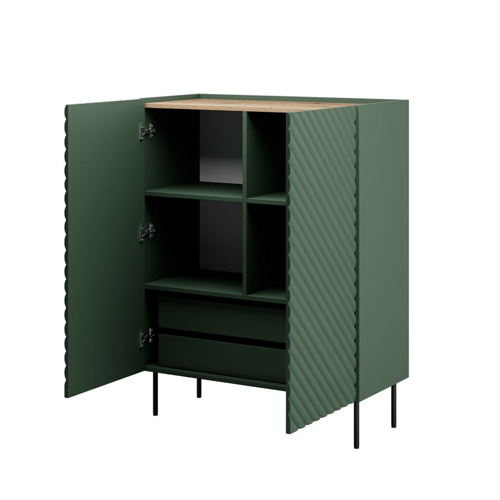 Bookcase 2D2SZ ONDA 98x45xH127 Green