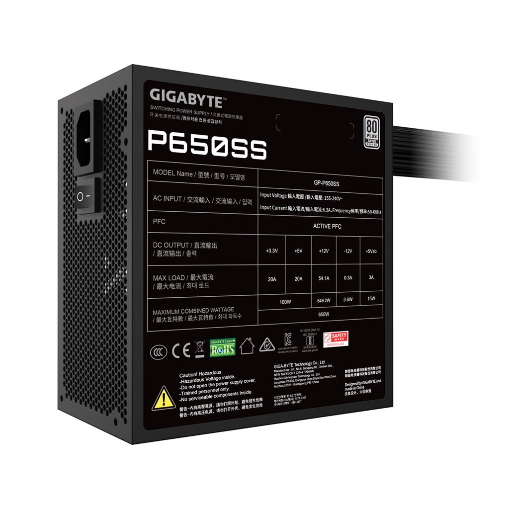 GIGABYTE P650SS Power Supply Unit 650 W 20+4 pin ATX Black