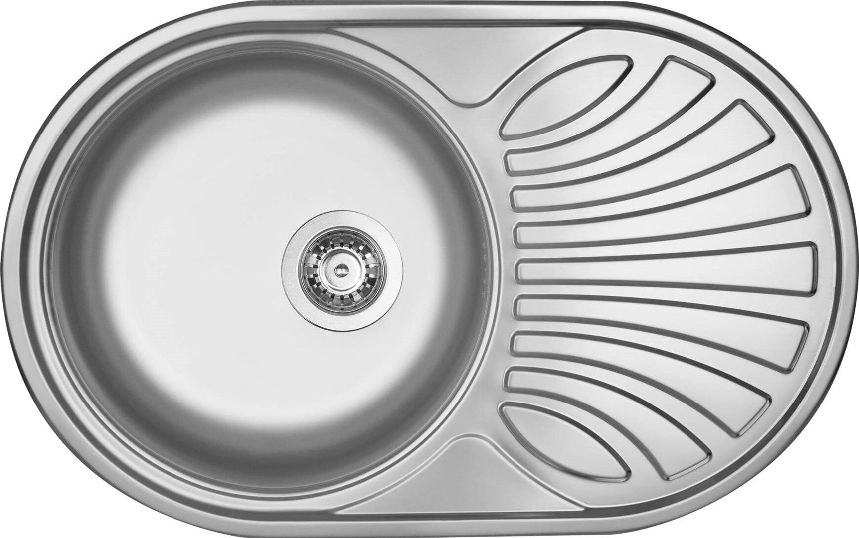 Deante Steel Sink 1-Bowl Oval with Drainer Universal Satin