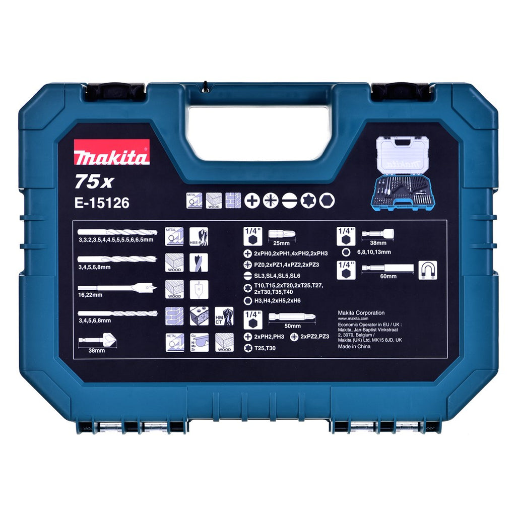 MAKITA Drill and Bit Set 75 Elements 1475 g ME-15126