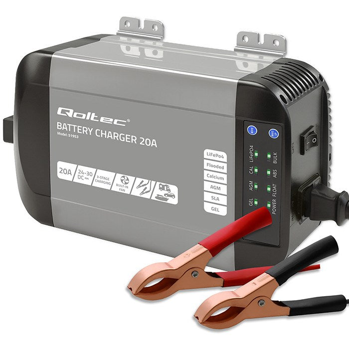 Qoltec 24V Battery Charger 20A Robust Design 51953