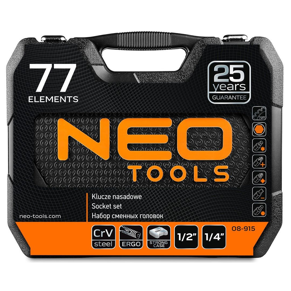 Socket Wrench Set 1/4 1/2 77 pcs CrV for Various Sizes