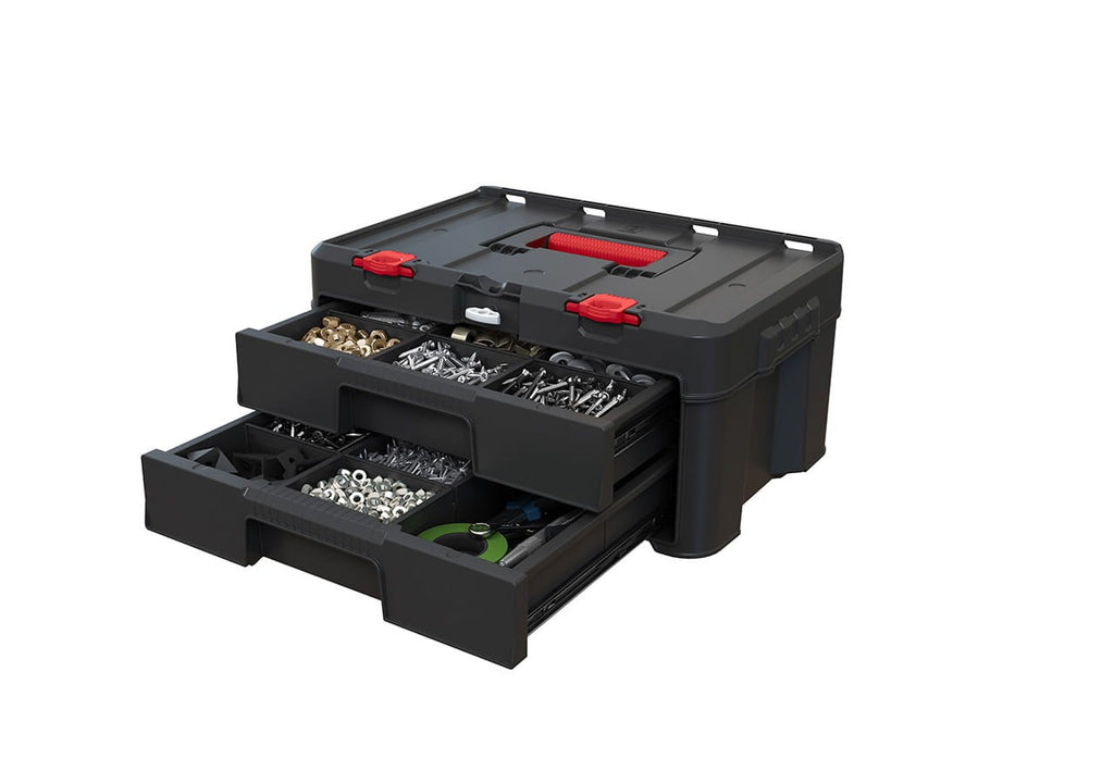 Keter 253384 - Stack'N'Roll Toolbox - 2 Drawers - Black