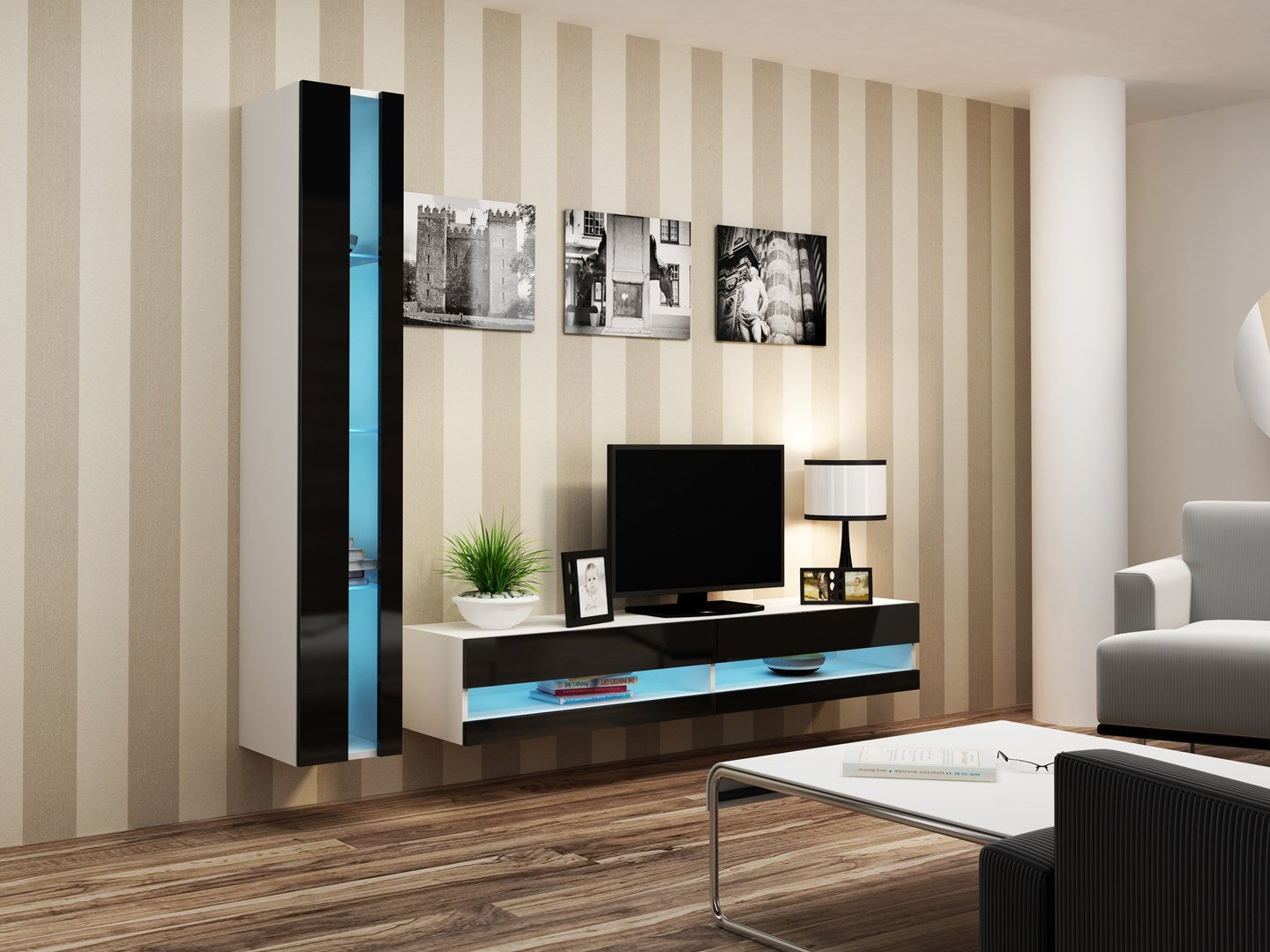 Cama VIGO NEW TV Stand 30/140/40 White/Black Gloss