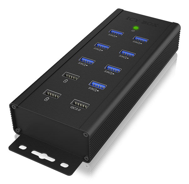 ICY BOX IB-HUB1703-QC3 USB 3.2 Gen 1 (3.1 Gen 1) Type-B 5000 Mbit/s Black