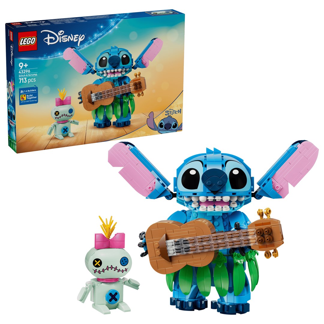 LEGO Disney Building Blocks Set 43296 - Stitch and Scrump - 713 Pieces, 9+ Age
