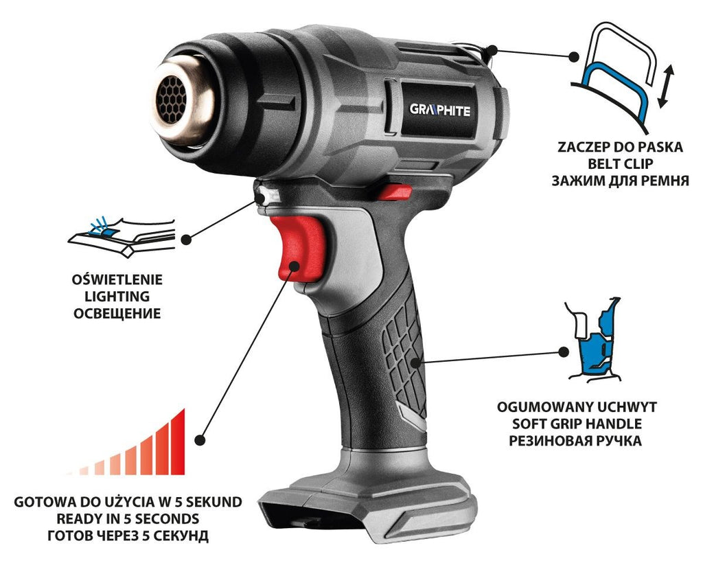 GRAPHITE 58G082 Heat Gun 18V 550°C