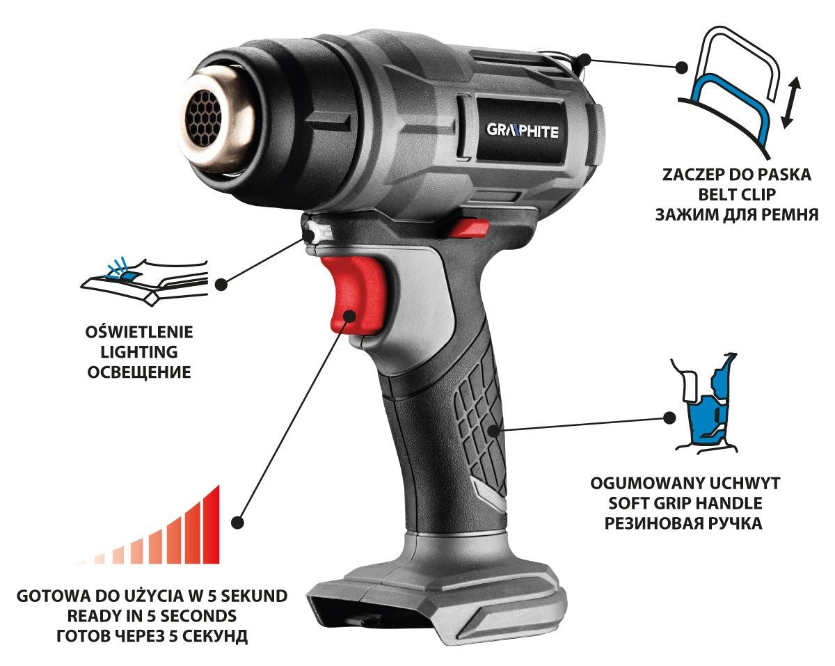 GRAPHITE 58G082 Heat Gun 18V 550°C