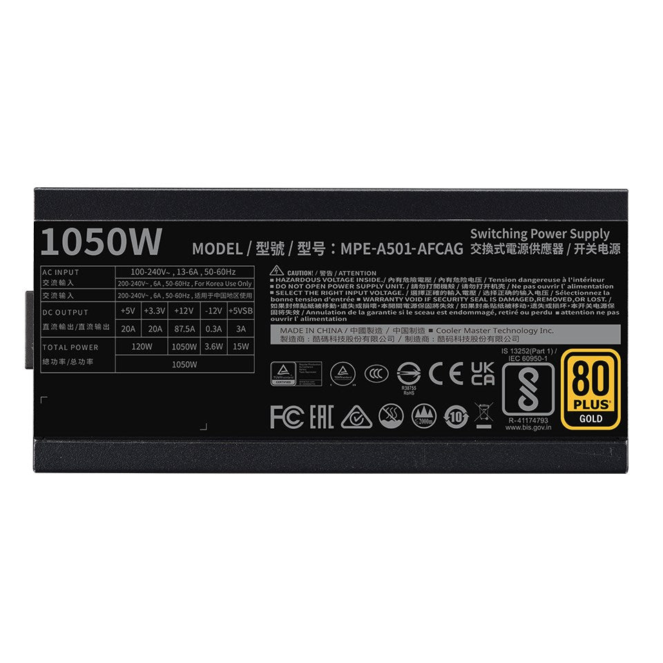 Cooler Master MWE Gold V2 Fully Modular 1050W ATX 3.1 (MPE-A501-AFCAG-3EEU)