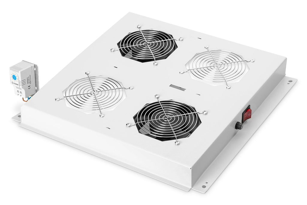Digitus DN-19 FAN-2-N Rack Fan Insert with Thermostat - Light Grey, RAL 7035 - 48.3 cm (19")