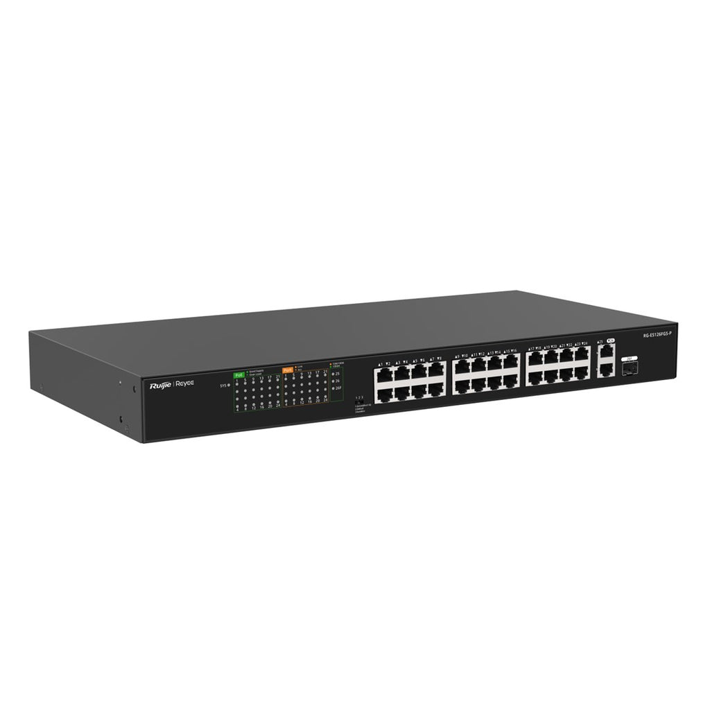 Ruijie RG-ES126FGS-P Unmanaged L2 Gigabit Ethernet POE Switch Black