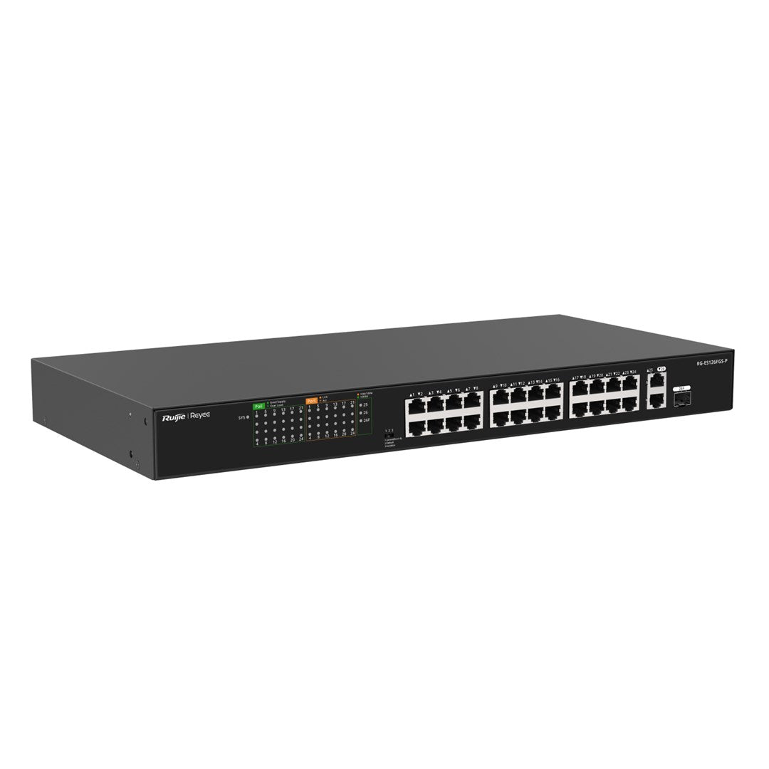 Ruijie RG-ES126FGS-P Unmanaged L2 Gigabit Ethernet POE Switch Black