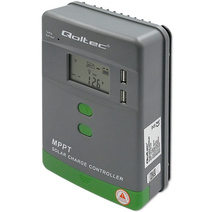 Qoltec Solar MPPT Charge Controller 20A 12V/24V LCD 2 x USB