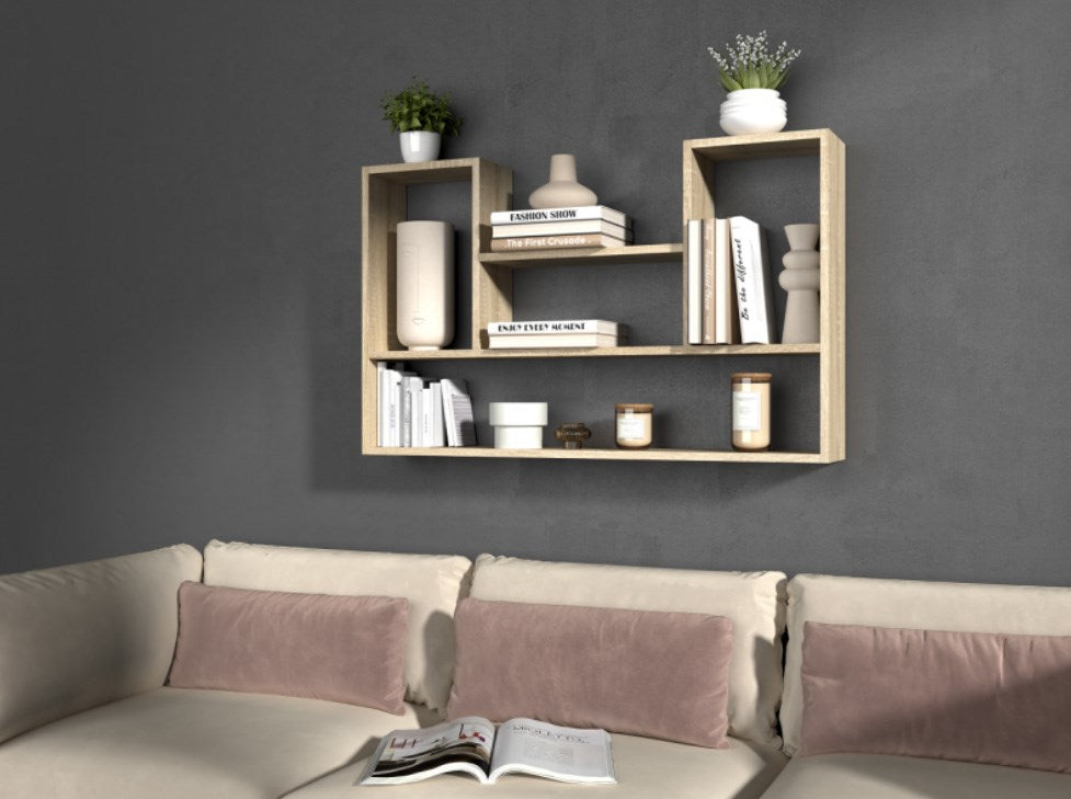 BILBAO 4P Hanging Bookcase Sonoma Oak Wall-Mounted 100x16x60 cm