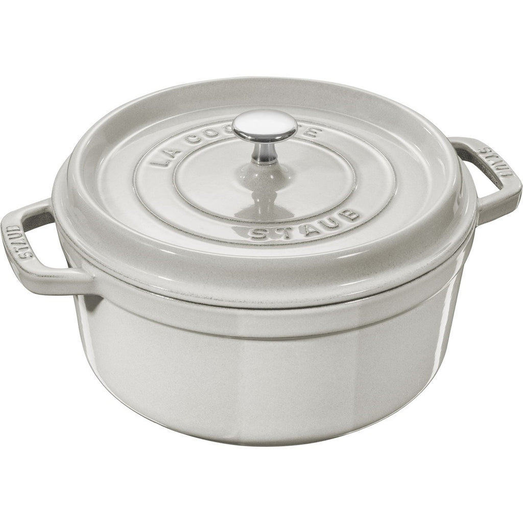 Staub Round Cast Iron Pot 5.2 ltr White Truffle