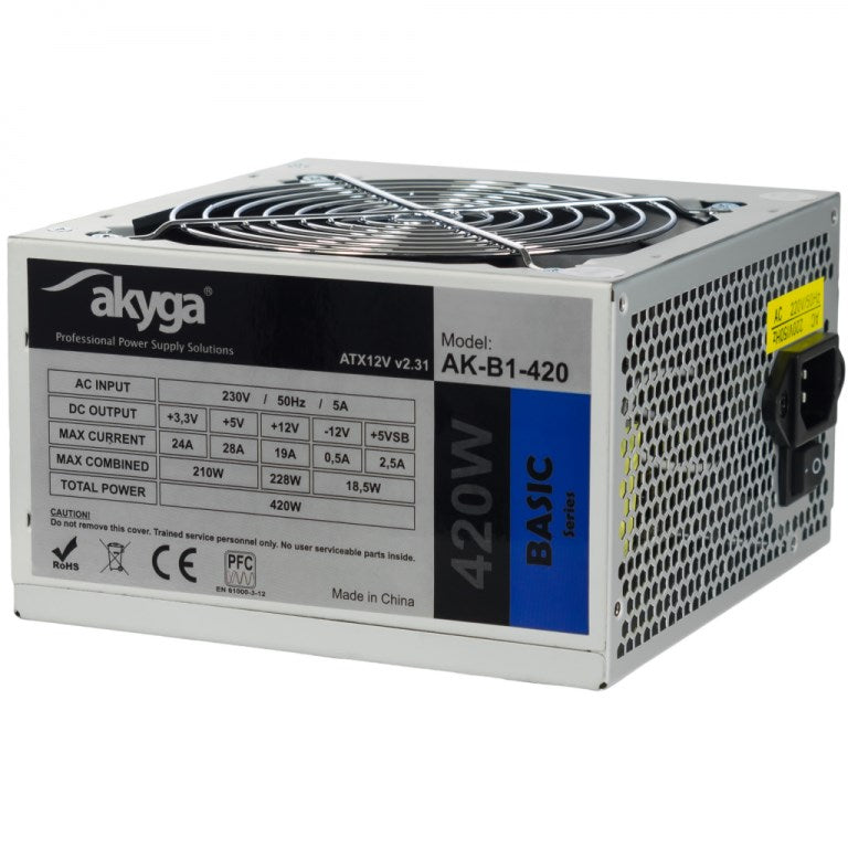 Akyga AK-B1-420 Power Supply Unit 420W 20+4 Pin ATX Grey