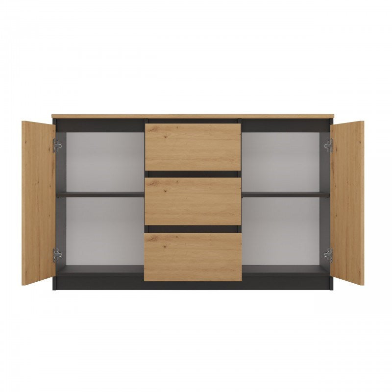 Topeshop Chest of Drawers 2D3S Anthracite Artisan Oak