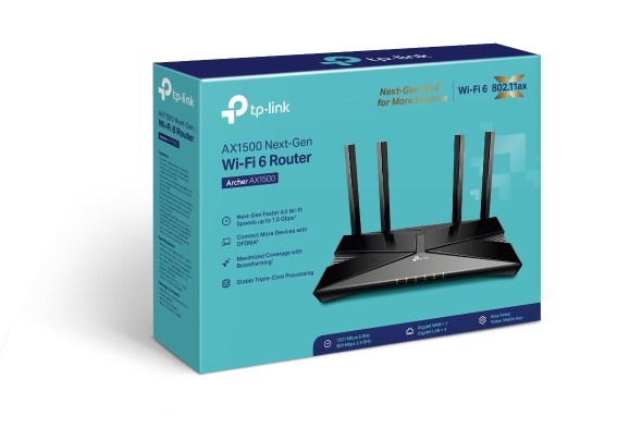 TP-LINK Tabletop Router Archer AX1500, Dual-Band, 1201 Mbit/s, Wi-Fi 6