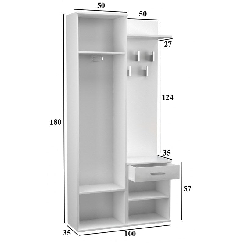 Topeshop GAR DUO SONOMA Entryway Cabinet with Mirror and Shoe Storage - Sonoma Oak
