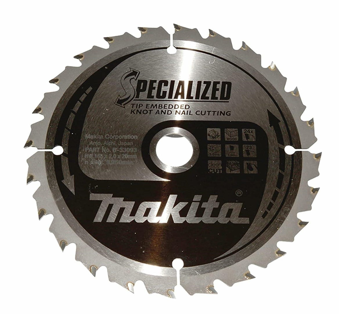 Makita Circular Saw Blade 165 mm x 20 mm x 24 Teeth for Wood 165x20x24z