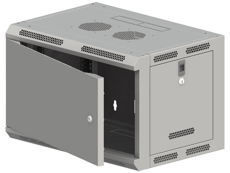 ALANTEC Wall-Mounted Cabinet 19" 6U 600x500 Grey, Metal Doors SW-6U-600-500-N-DMJ-OP-RP-B-S