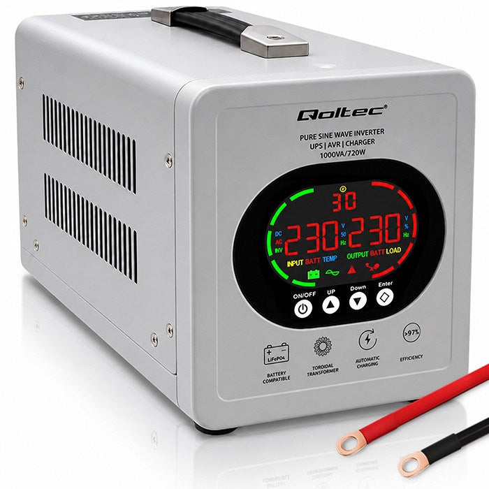 Qoltec UPS Power Supply 1000 VA Pure Sine Wave Inverter 720 W 50451