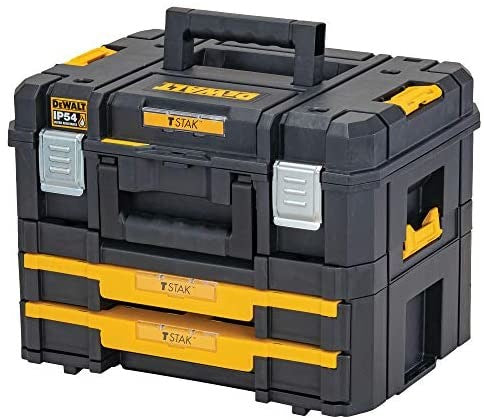DeWALT Plastic Tool Box with 2 Drawers - 337 mm x 440 mm x 440 mm, Movable Tray DWST83395-1