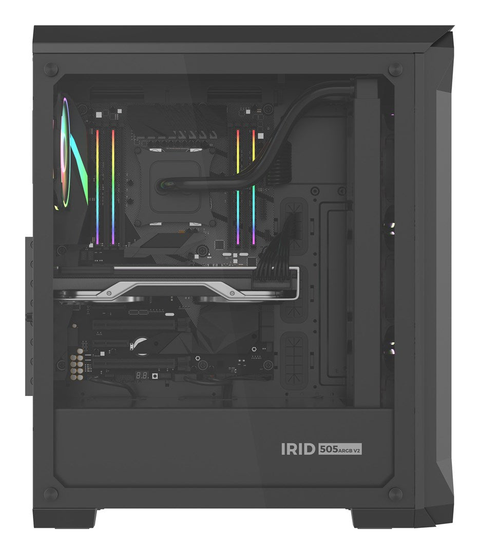 GENESIS Irid 505 ARGB Midi Tower Case Black Transparent