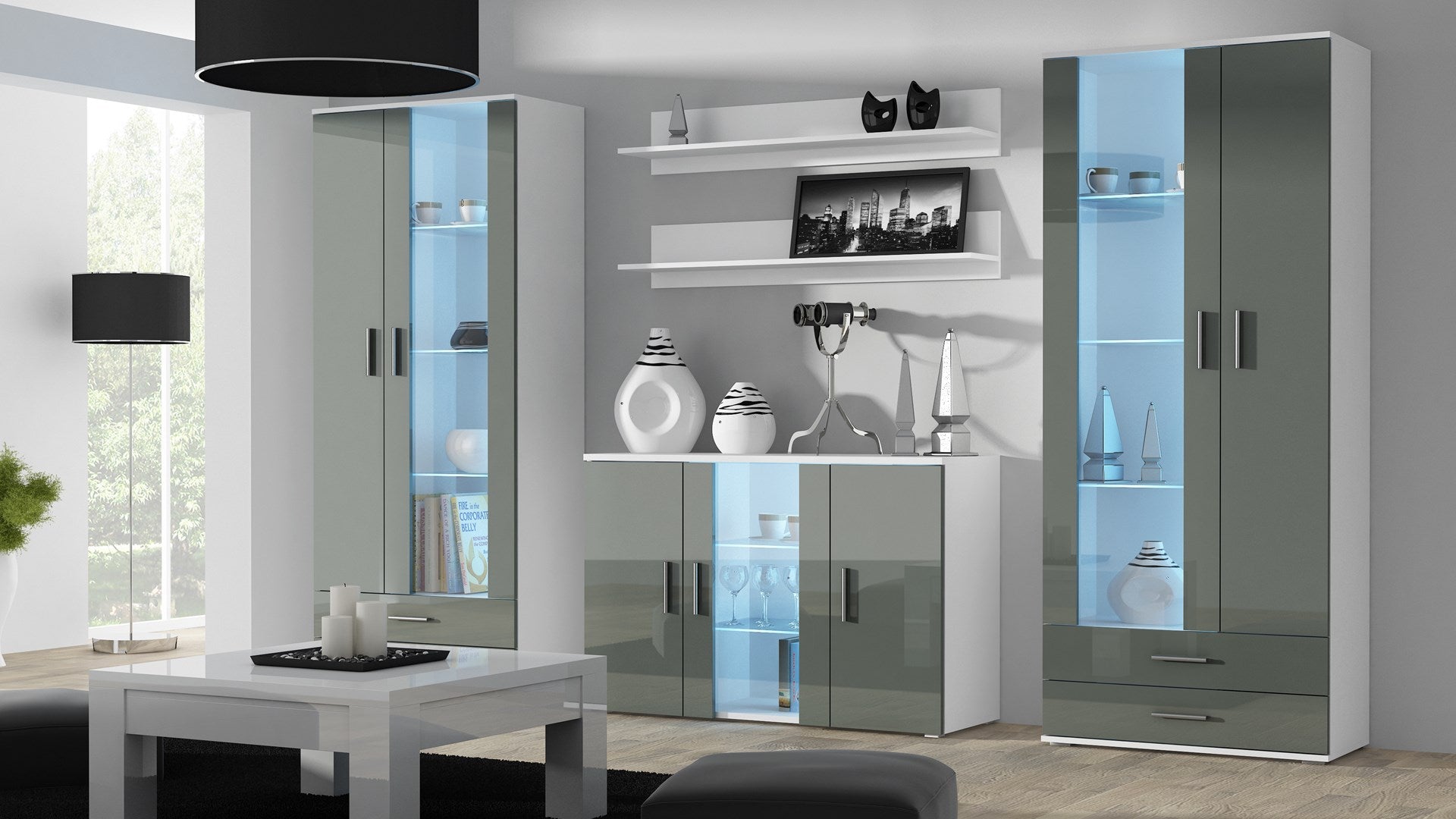 Cama SOHO S7 Sideboard 120 cm White/Grey Gloss