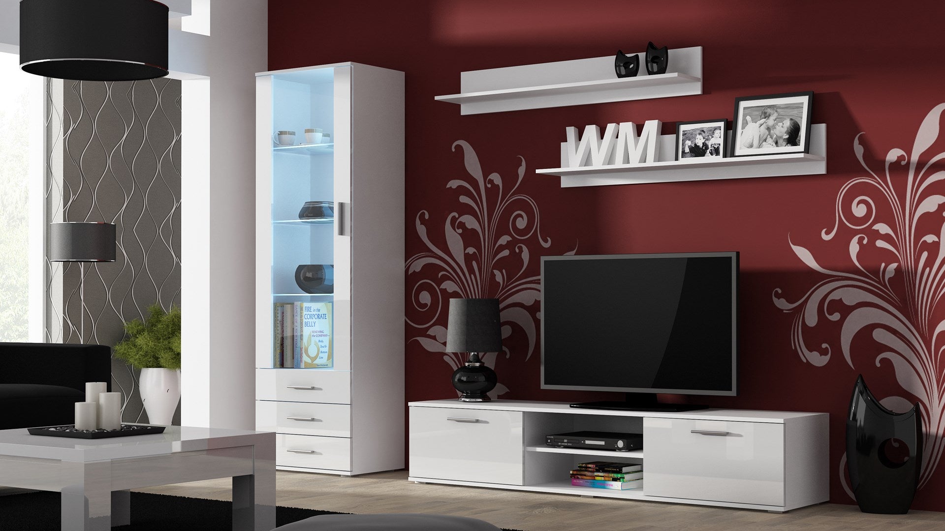 Cama Display Cabinet SOHO S1 White/White Gloss