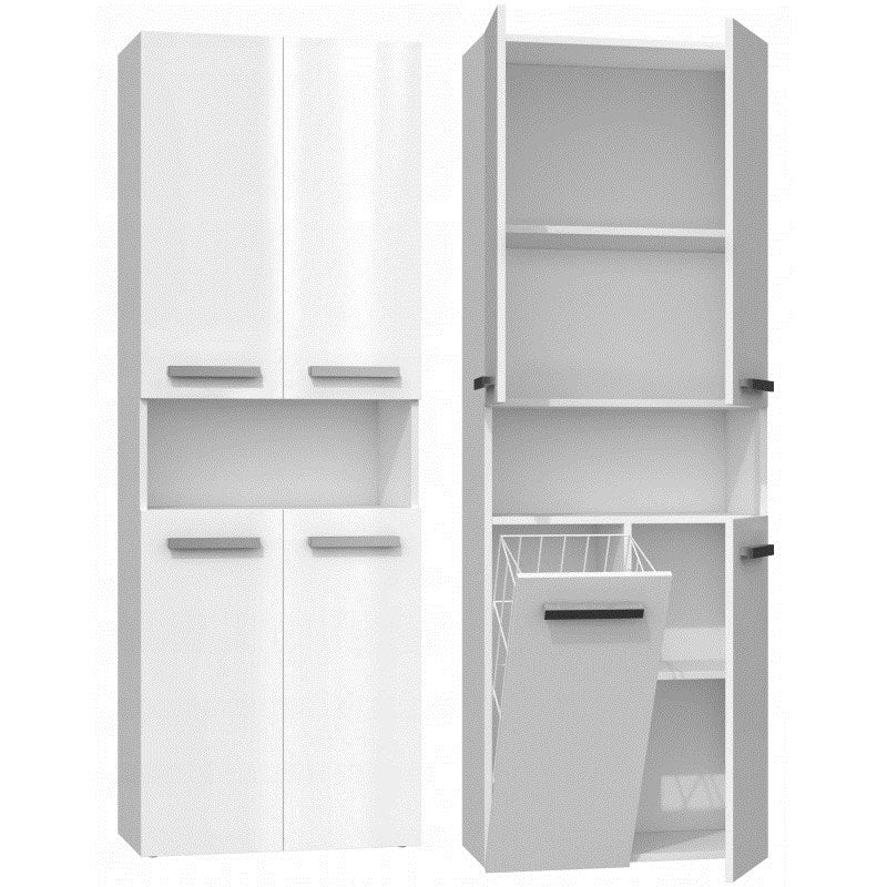NEL DK 1K Bathroom Storage Cabinet Gloss White 60x30x174 cm