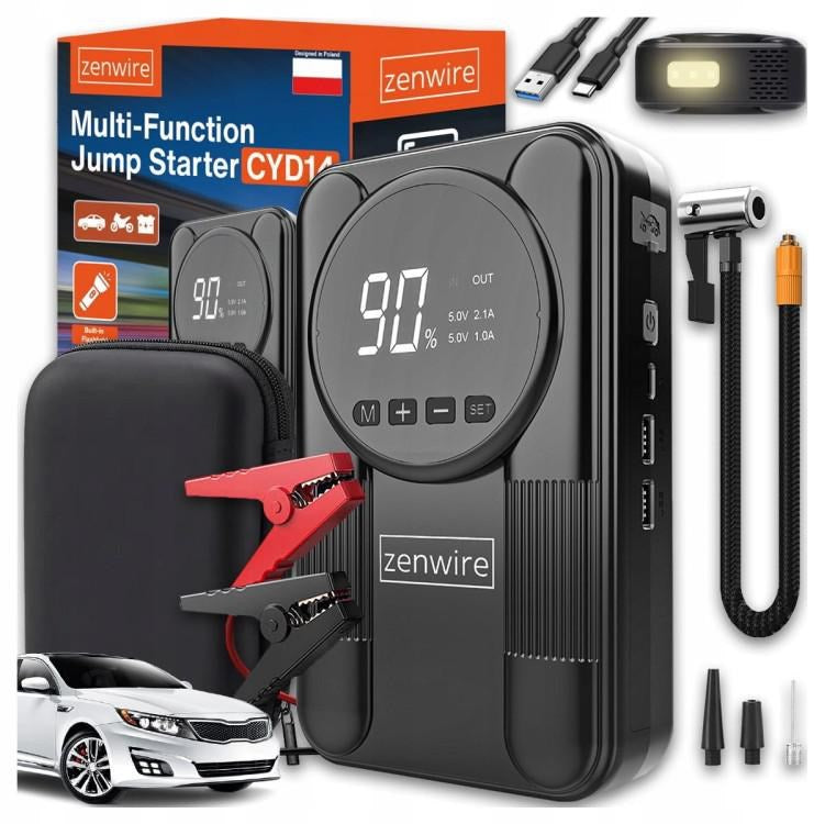 Zenwire CYD14 Jump Starter 12000mAh Car Compressor Power Bank with LCD Display