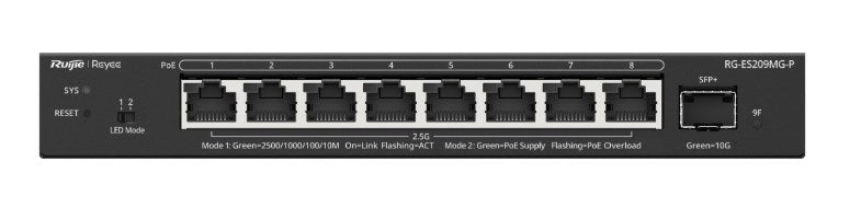Ruijie Networks Switch RG-ES209MG-P, Managed L2, 2.5 G Ethernet, PoE 130W