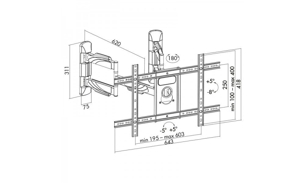 ART AR-85 TV Mount for 32-70" LCD/LED up to 45 KG with Adjustment