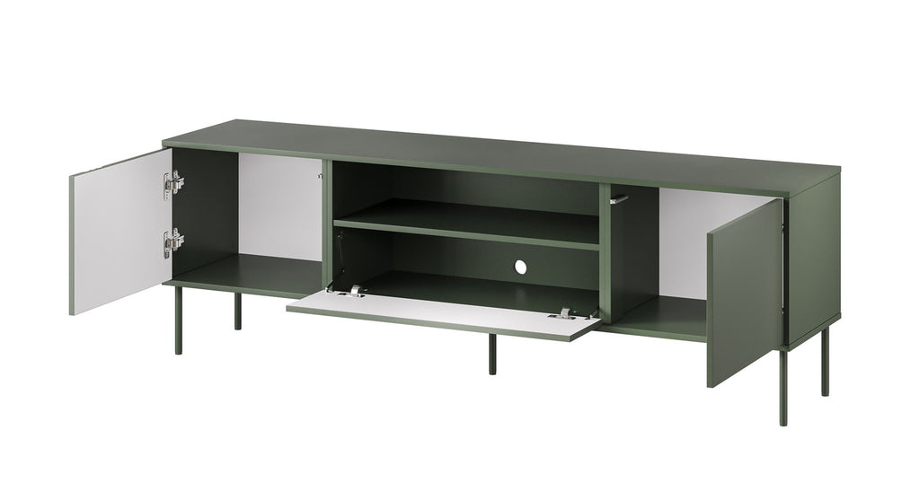 Cama EF TRESSE RTV Cabinet 180x40x54.5 Matte Green - 3 Doors, 1 Shelf