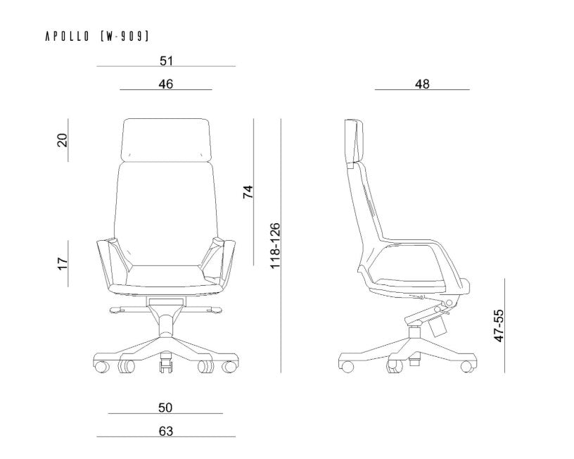 UNIQUE Apollo BL417 Office Chair Slate Grey, Black Model W-909-B-BL417