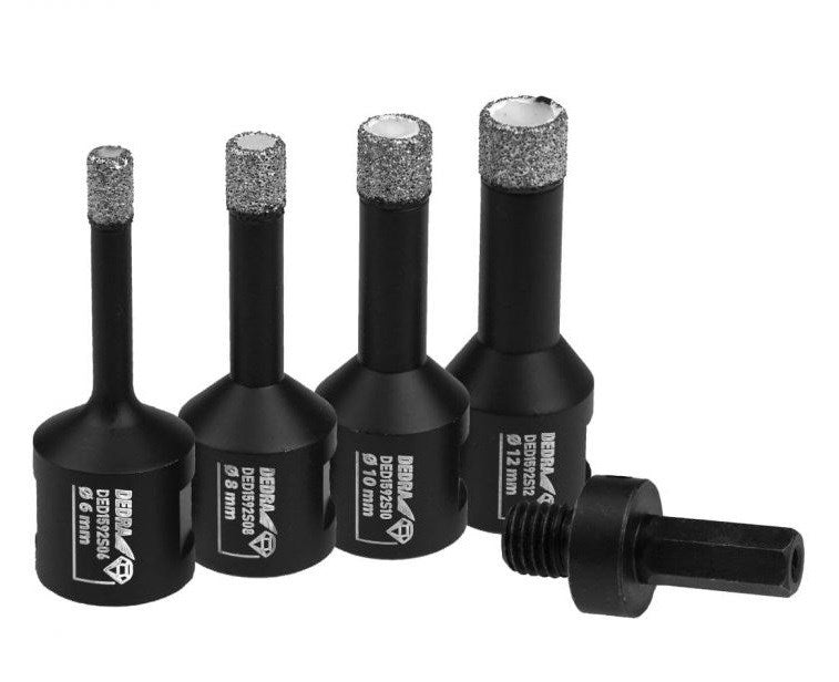 Set of Diamond Hole Saws 6 8 10 12 mm + Adapter