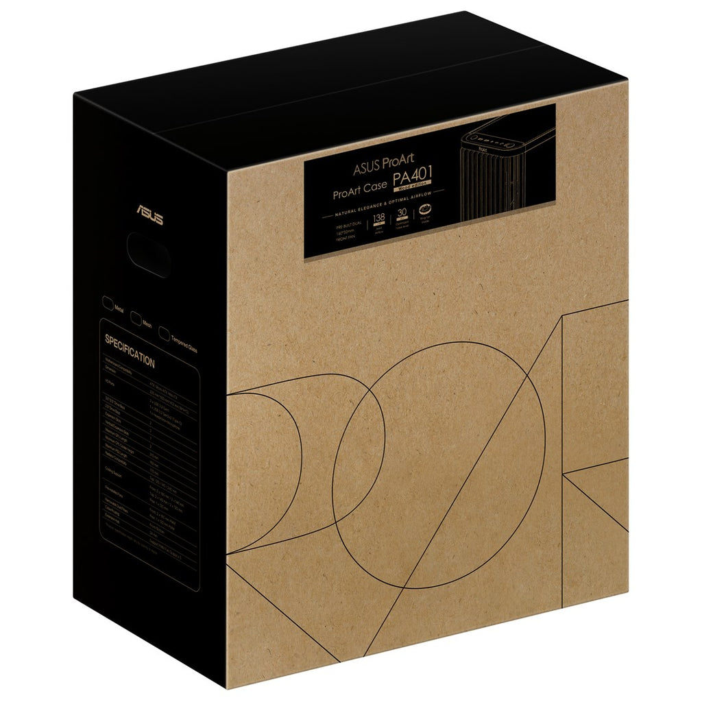 ASUS ProArt PA401 Wood Edition Mesh Panel Black - PC Case