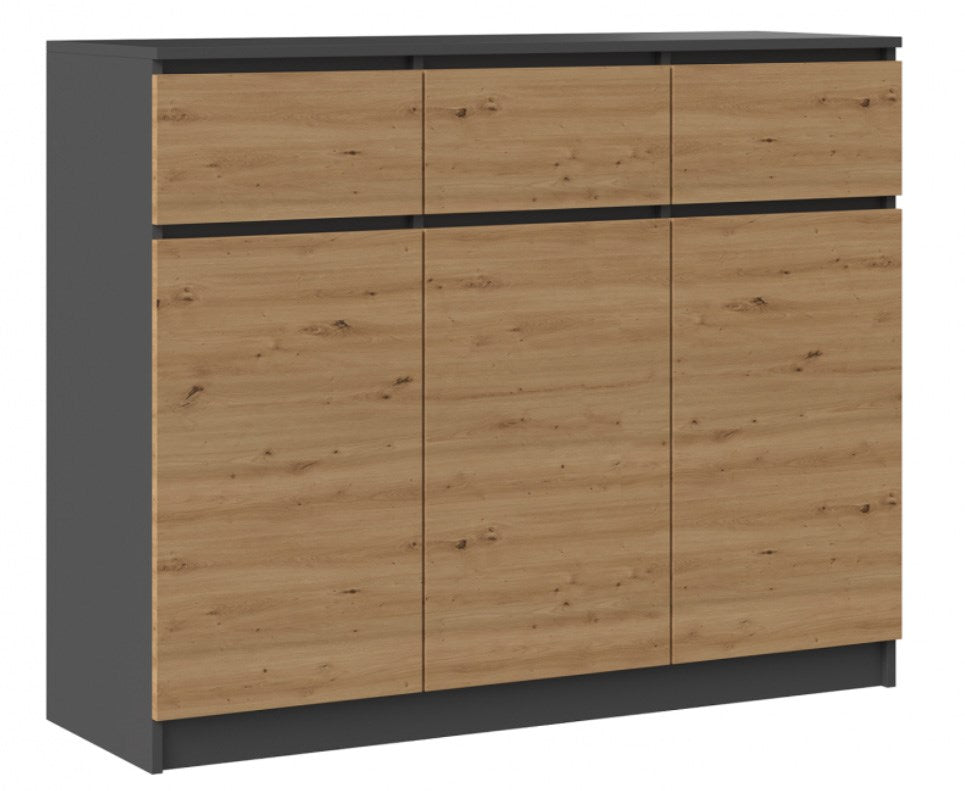 Chest of Drawers 3D3S Anthracite Artisan Oak 120 cm 120x40x97