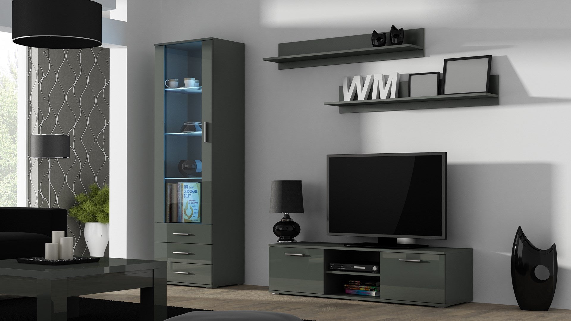 Cama TV Stand SOHO 140 Grey/Grey Gloss