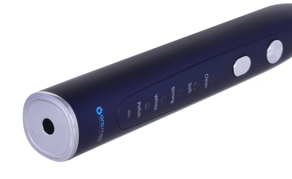 oromed ORO-SONIC X PRO NAVY BLUE Sonic Toothbrush 5 Modes IPX7 2 Brush Heads