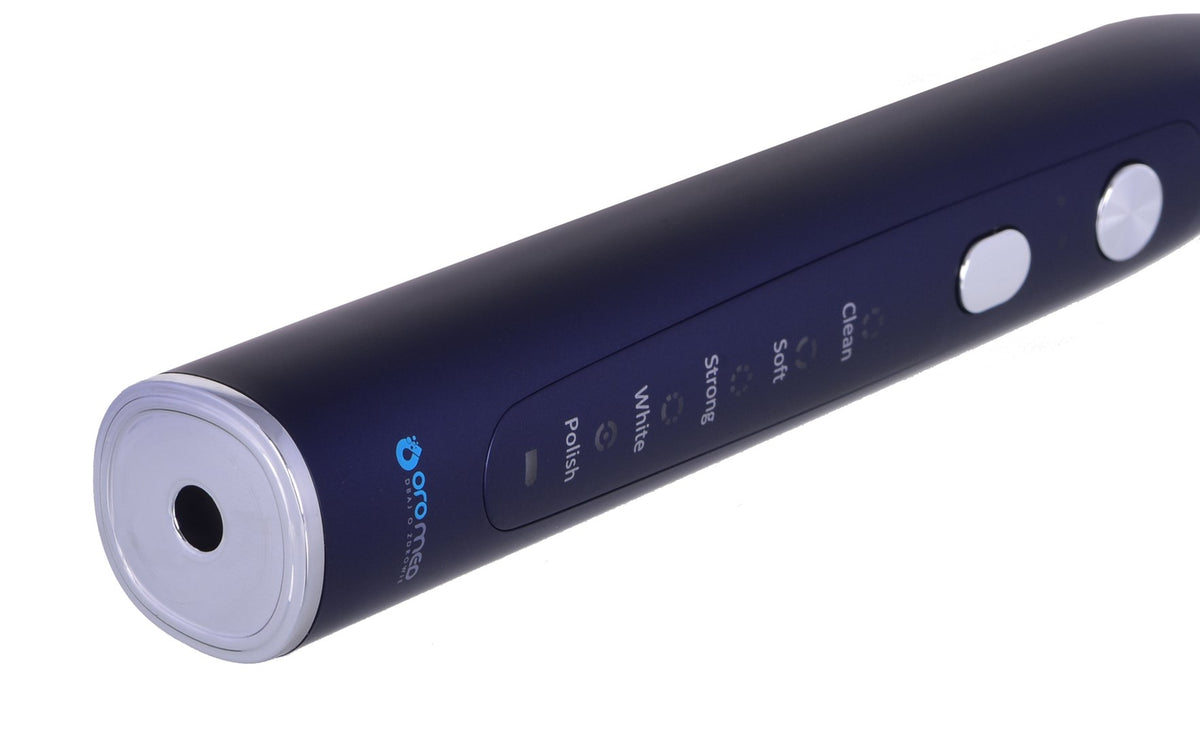 oromed ORO-SONIC X PRO NAVY BLUE Sonic Toothbrush 5 Modes IPX7 2 Brush Heads