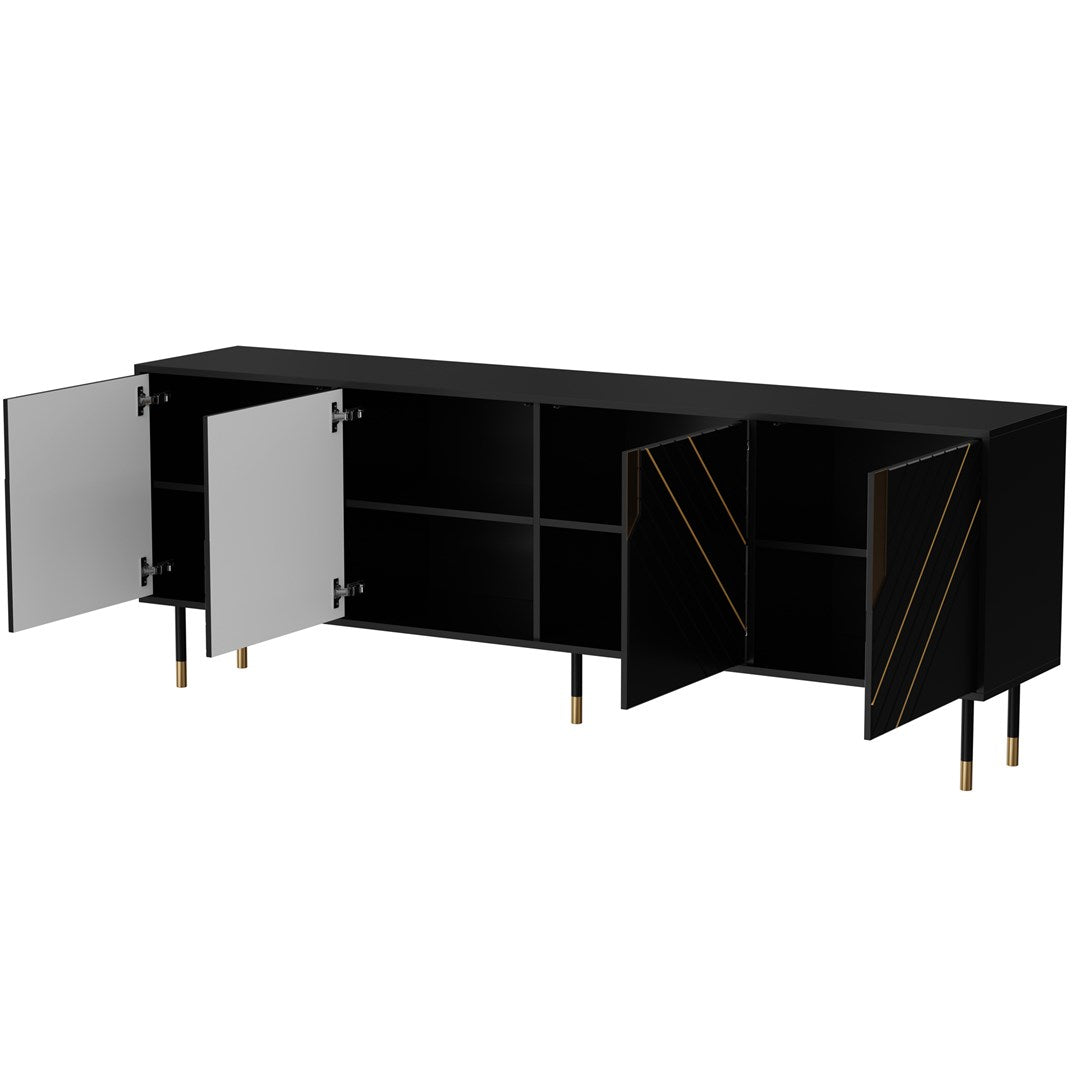 Cama 4D MOUNTAIN Chest of Drawers - 204x40x72 cm - Black + Gold