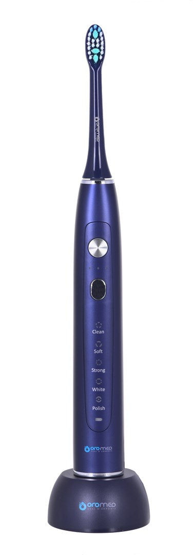 oromed ORO-SONIC X PRO NAVY BLUE Sonic Toothbrush 5 Modes IPX7 2 Brush Heads
